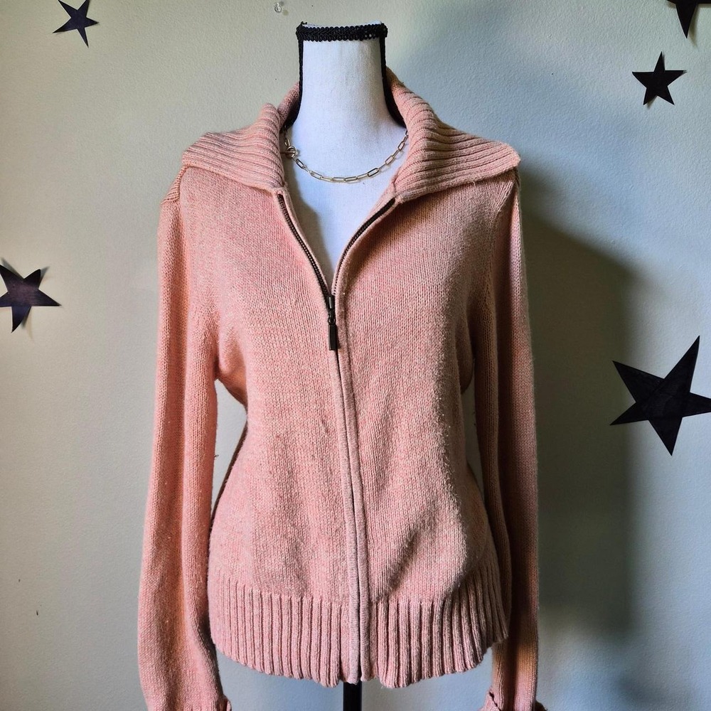 Vintage Charter Club Zip Up Angora Sweater Womens M Coquette Softgirl Balletcore